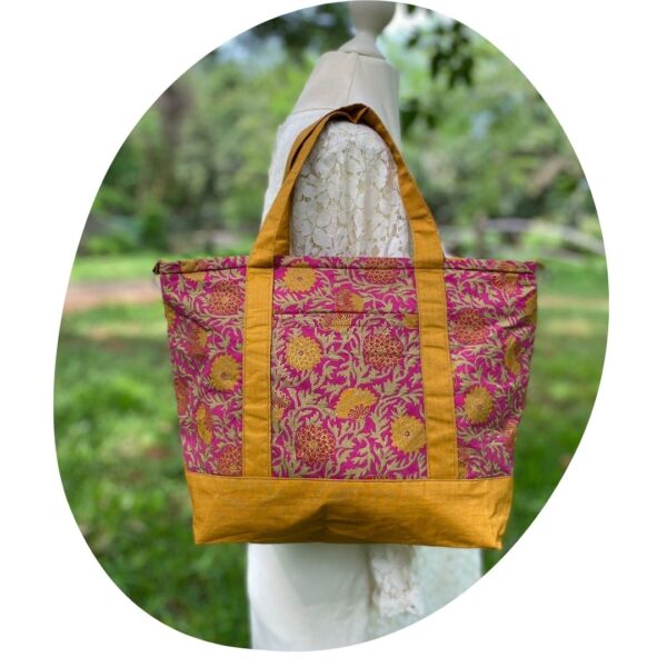 Unique Upcycled Tote Bag – Vibrant Floral Design - Image 5