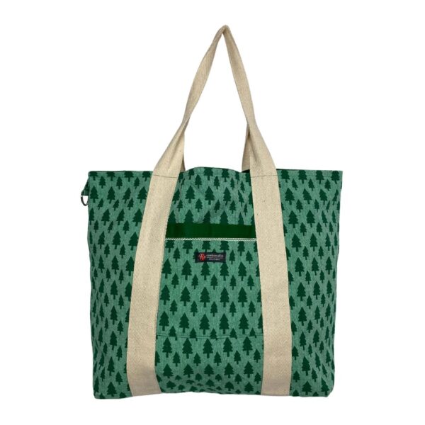 Upcycled Big Shopper – Tree Print Canvas with Cotton Straps