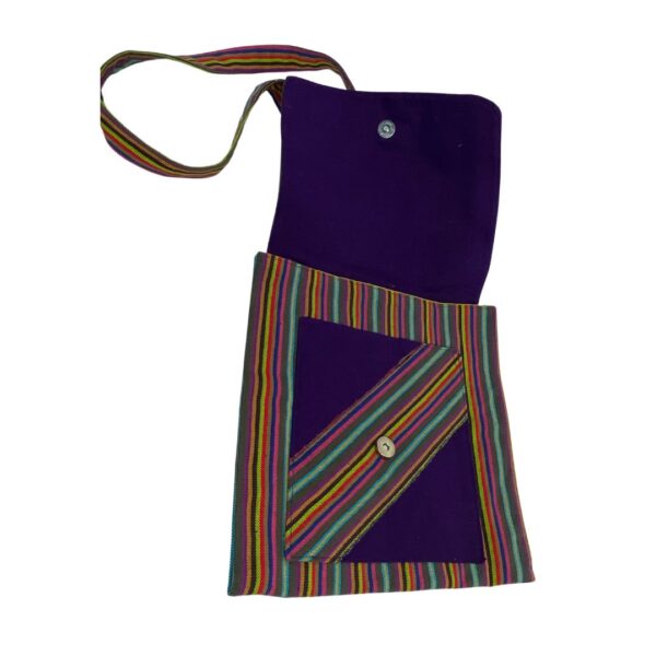 Upcycled Sling Bag – Striped Cotton with Magnetic Closure - Image 5