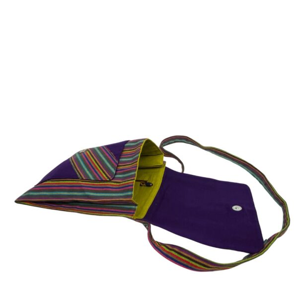 Upcycled Sling Bag – Striped Cotton with Magnetic Closure - Image 4