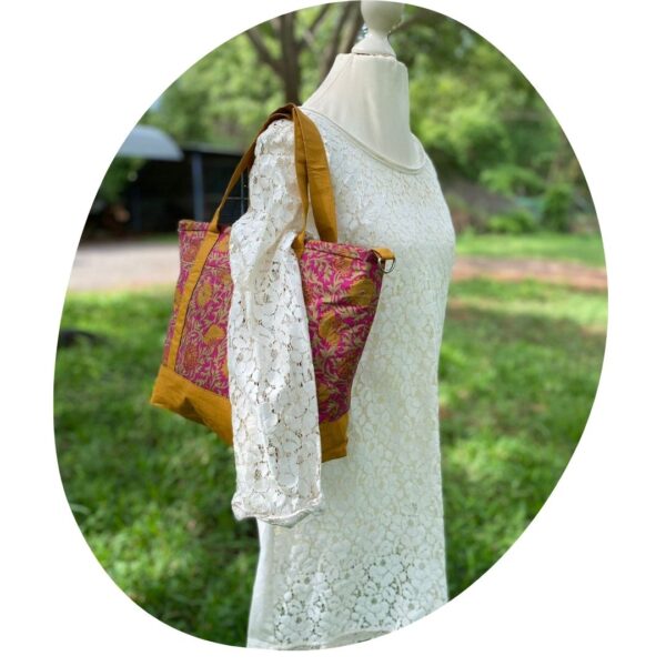 Unique Upcycled Tote Bag – Vibrant Floral Design - Image 6