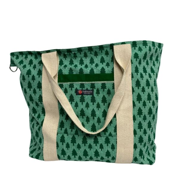 Upcycled Big Shopper – Tree Print Canvas with Cotton Straps – Image 6