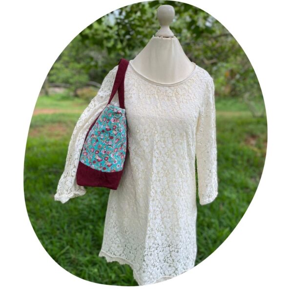 Unique Upcycled Tote Bag – Elegant Floral with Corduroy - Image 8