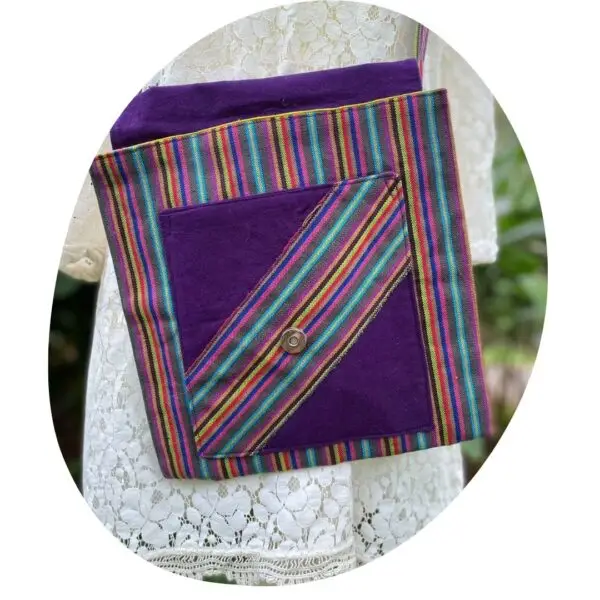 Upcycled Sling Bag – Striped Cotton with Magnetic Closure - Image 8