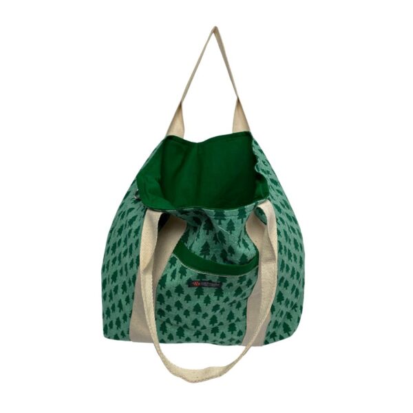 Upcycled Big Shopper – Tree Print Canvas with Cotton Straps – Image 3