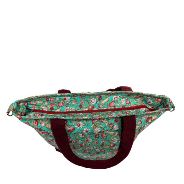 Unique Upcycled Tote Bag – Elegant Floral with Corduroy - Image 6
