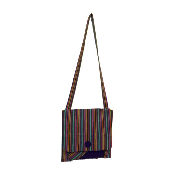 Upcycled Sling Bag – Striped Cotton with Magnetic Closure