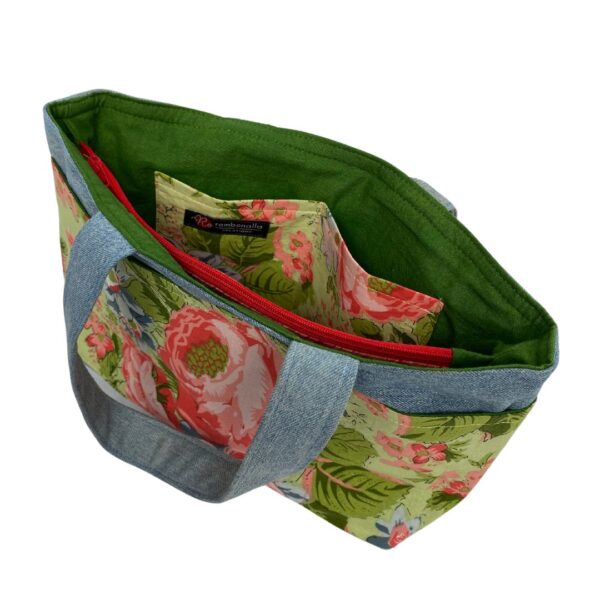 Upcycled Denim Mini Tote Bag with 10 Pockets - Image 3