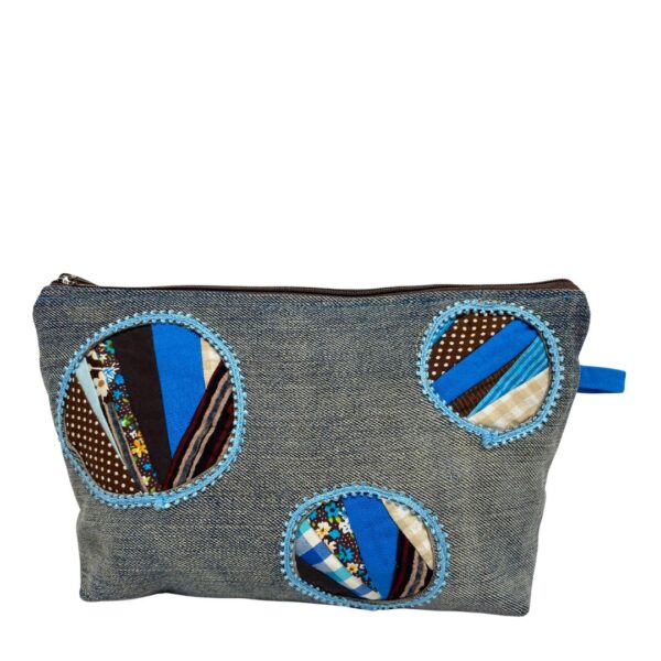 Circular Patch Denim Pouch