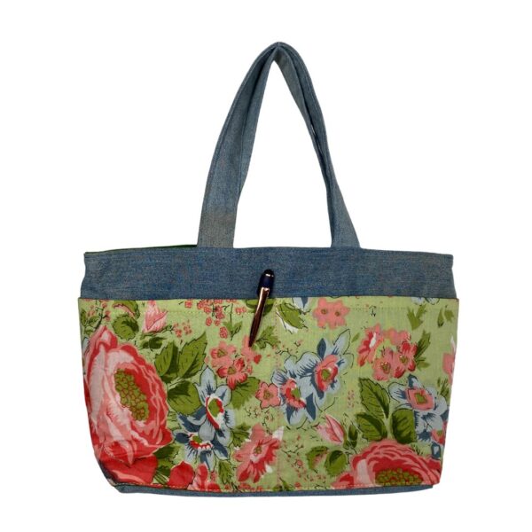 Upcycled Denim Mini Tote Bag with 10 Pockets - Image 7