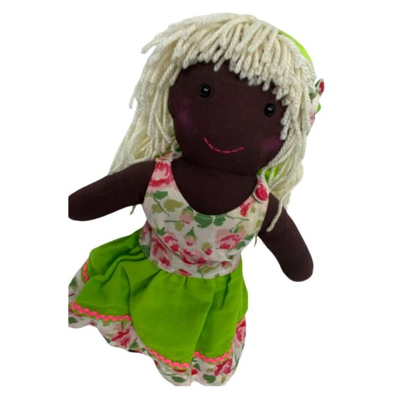 Supriya - Handmade Doll with Floral Charm & Satin Details - Image 4