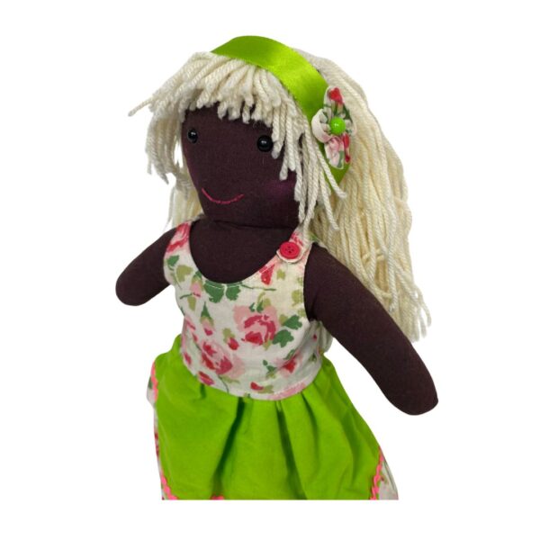 Supriya - Handmade Doll with Floral Charm & Satin Details - Image 3