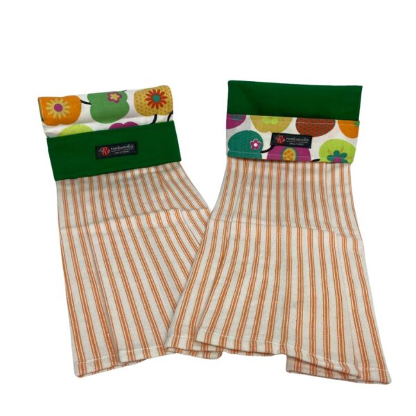 Green Apple Stripe Oven Tea Towel - Set of 2