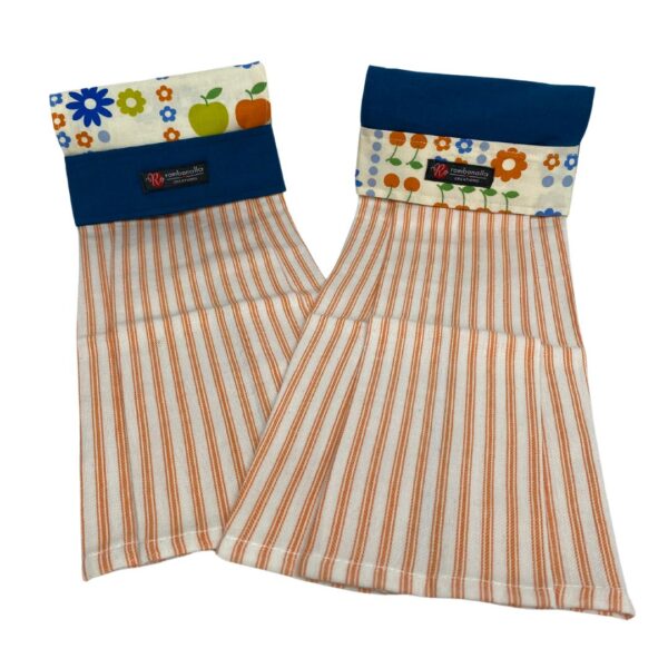 Retro Blue Flower Oven Tea Towel - Set of 2
